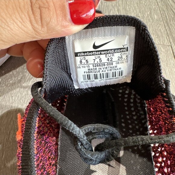 Nike Flyknit Racer Acai Berry Men's Size 8.5 Running Shoes 526628-008 Sneakers - Picture 10 of 11